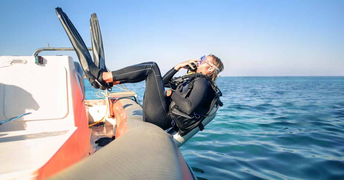 Scuba diving from boat